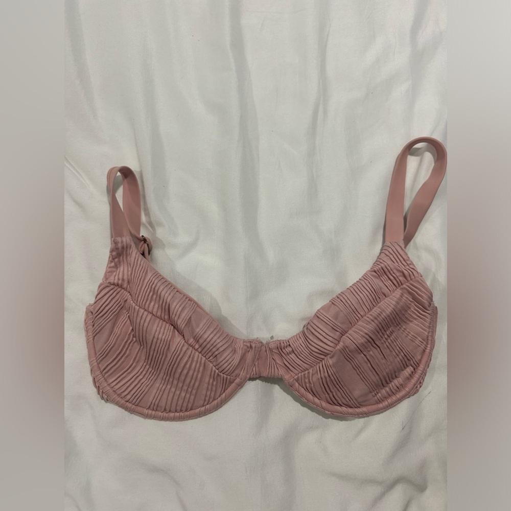 Molly J Curly Pink ribbed underwire bikini top